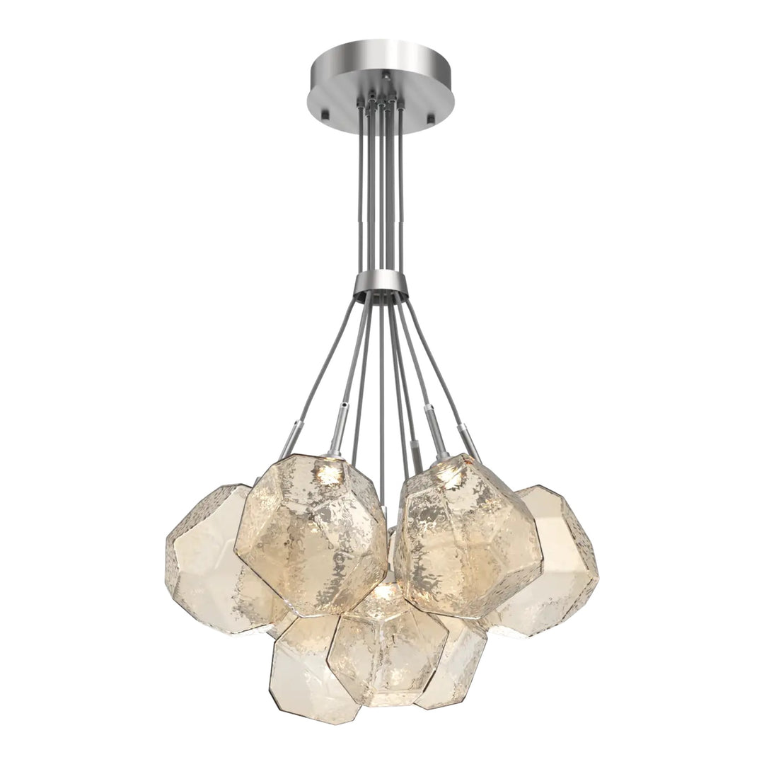 Gem Cluster Bloom by Hammerton Studio in Satin Nickel with Amber glass (9 Lights)