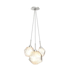 Gem Cluster Pendant by Hammerton Studio in Beige Silver with Amber glass (3 Lights)