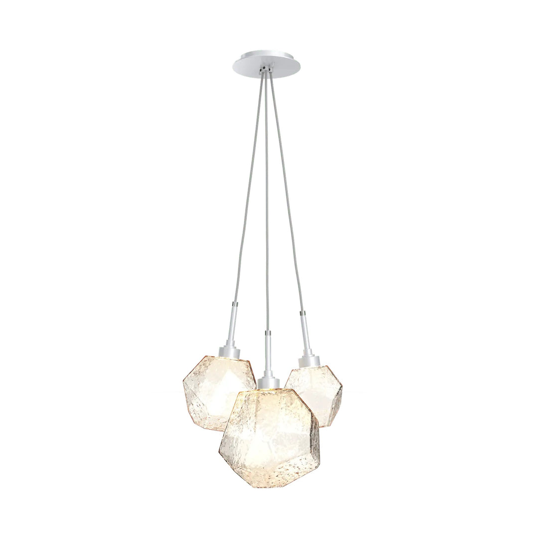 Gem Cluster Pendant by Hammerton Studio in Classic Silver with Amber glass (3 Lights)