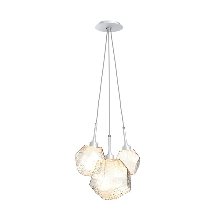 Gem Cluster Pendant by Hammerton Studio in Classic Silver with Amber glass (3 Lights)