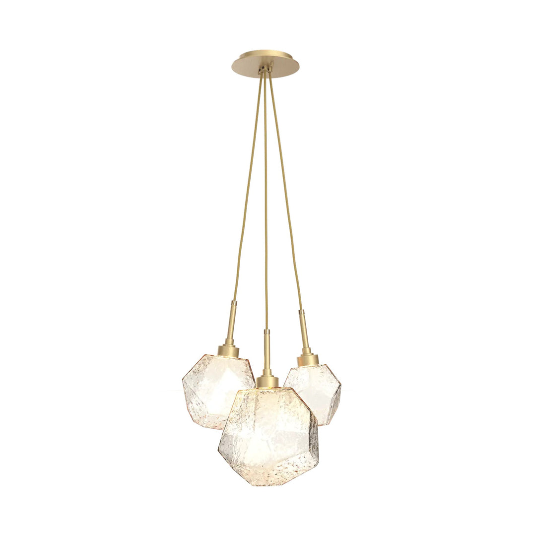 Gem Cluster Pendant by Hammerton Studio in Gilded Brass with Amber glass (3 Lights)