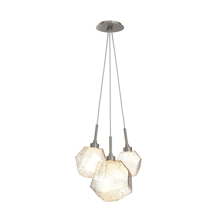 Gem Cluster Pendant by Hammerton Studio in Gunmetal with Amber glass (3 Lights)