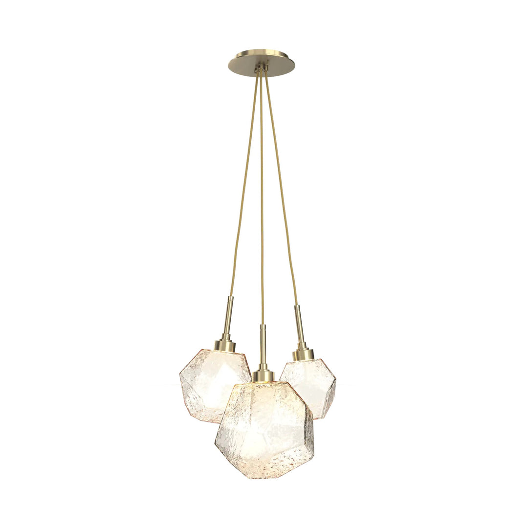 Gem Cluster Pendant by Hammerton Studio in Heritage Brass with Amber glass (3 Lights)