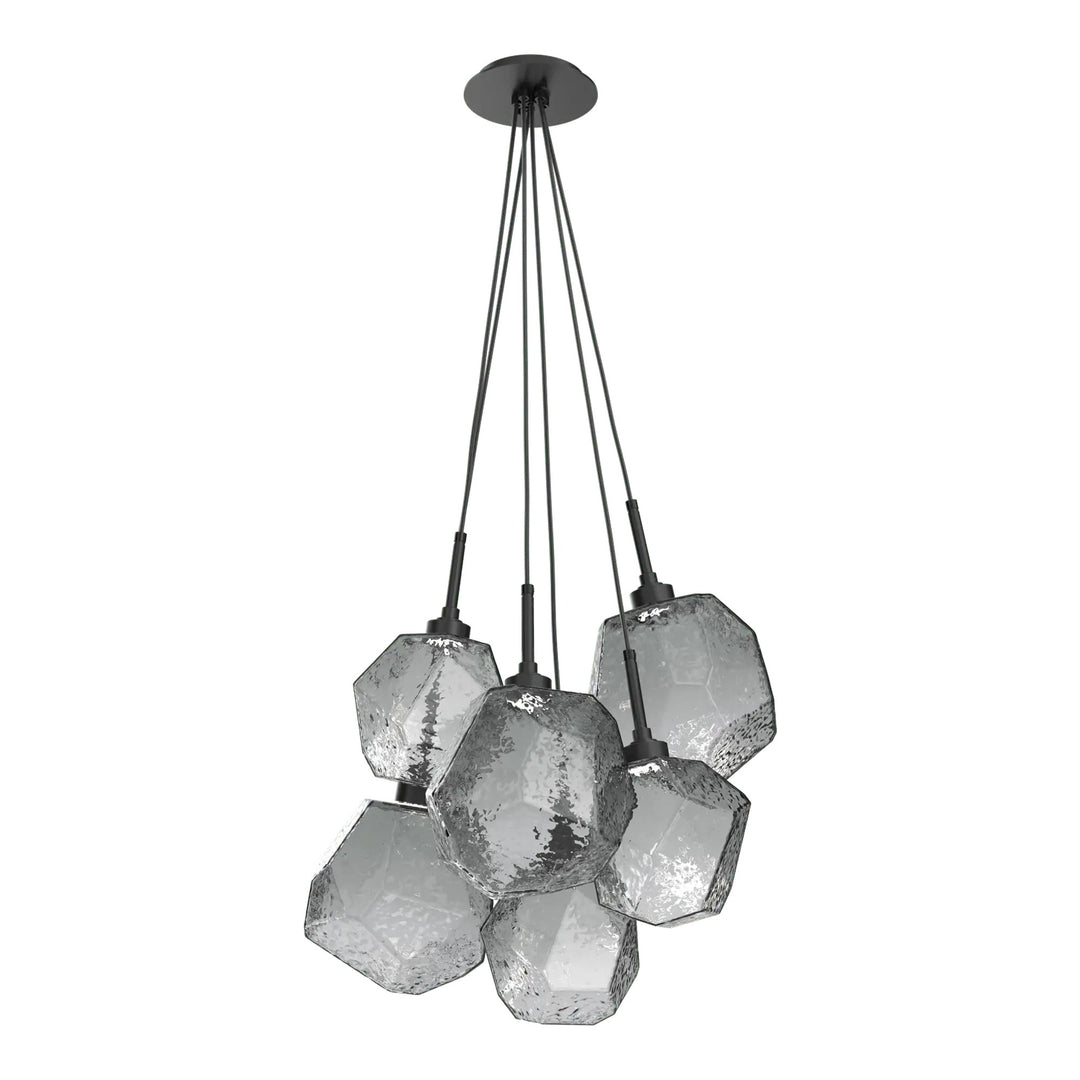 Gem Cluster Pendant by Hammerton Studio in Matte Black with Smoke glass