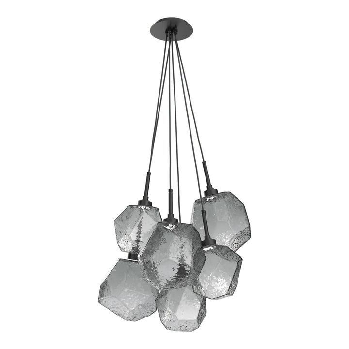 Gem Cluster Pendant by Hammerton Studio in Matte Black with Smoke glass