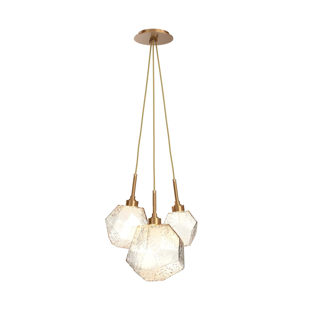 Gem Cluster Pendant by Hammerton Studio in Novel Brass with Amber glass (3 Lights)