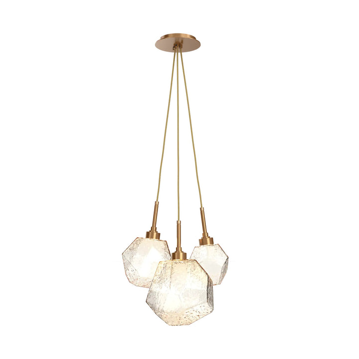 Gem Cluster Pendant by Hammerton Studio in Novel Brass with Amber glass (3 Lights)