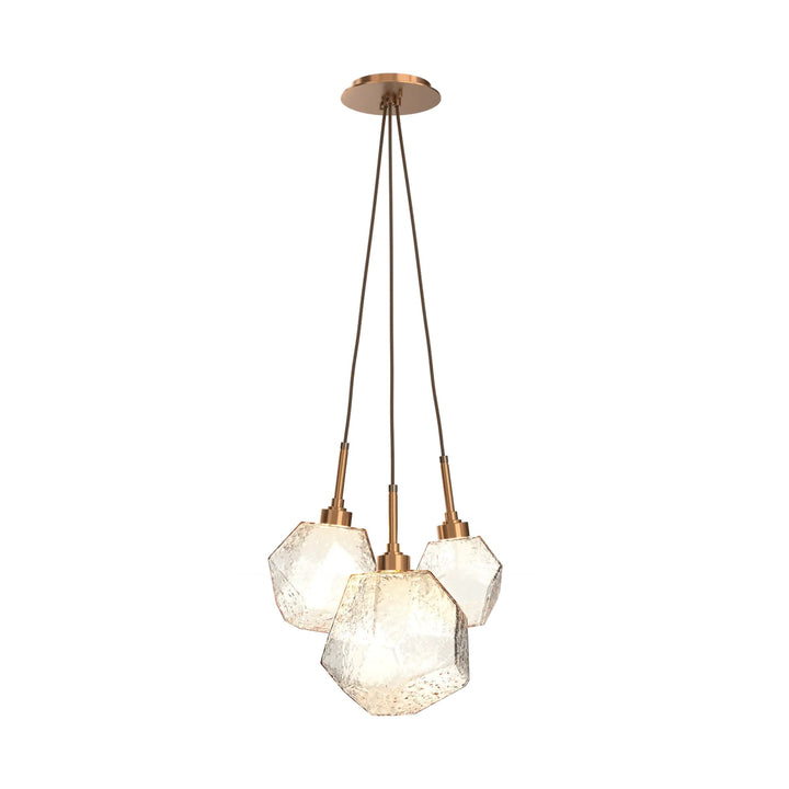 Gem Cluster Pendant by Hammerton Studio in Oil-Rubbed Bronze with Amber glass (3 Lights)