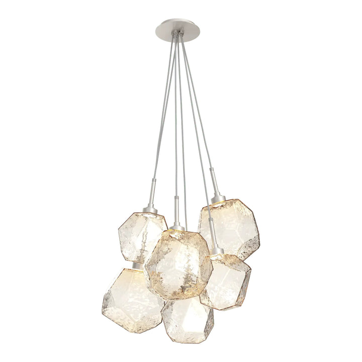 Gem Cluster Pendant by Hammerton Studio in Beige Silver with Amber glass (6 Lights)