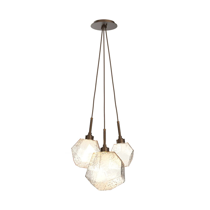 Gem Cluster Pendant by Hammerton Studio in Flat Bronze with Amber glass (3 Lights)