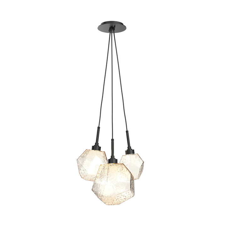 Gem Cluster Pendant by Hammerton Studio in Matte Black with Amber glass (3 Lights)