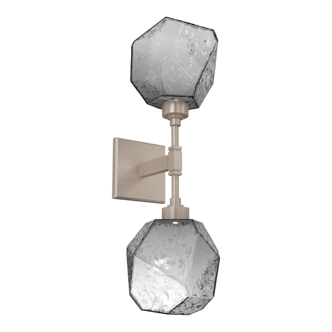 Gem Double Sconce by Hammerton Studio in Beige Silver with Smoke glass