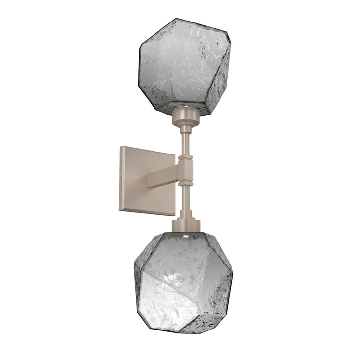 Gem Double Sconce by Hammerton Studio in Beige Silver with Smoke glass
