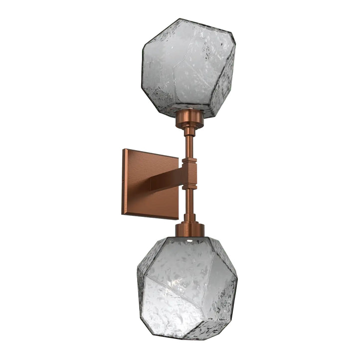Gem Double Sconce by Hammerton Studio in Burnished Bronze with Smoke glass