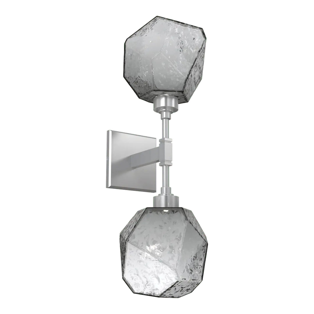 Gem Double Sconce by Hammerton Studio in Classic Silver with Smoke glass