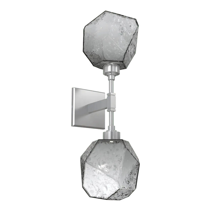 Gem Double Sconce by Hammerton Studio in Classic Silver with Smoke glass