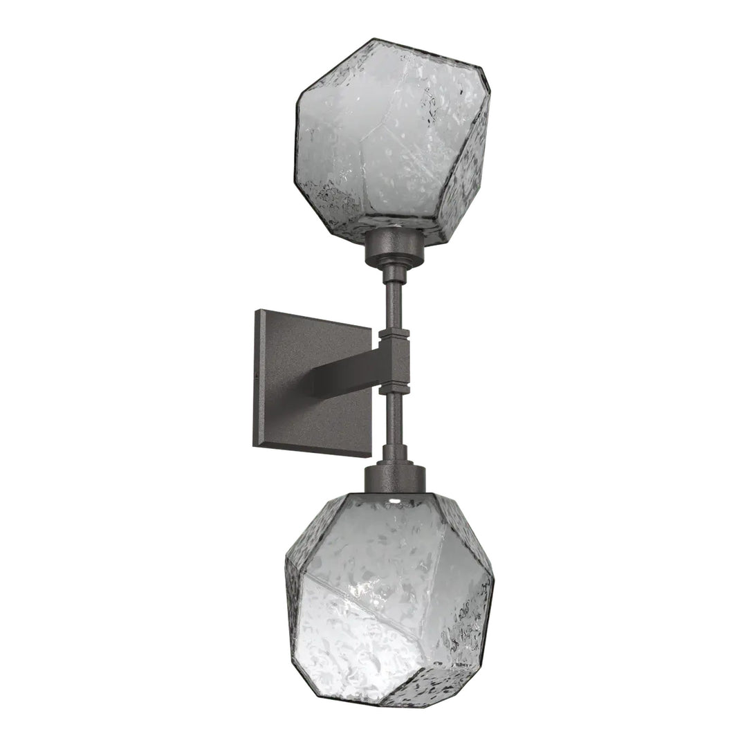 Gem Double Sconce by Hammerton Studio in Graphite with Smoke glass
