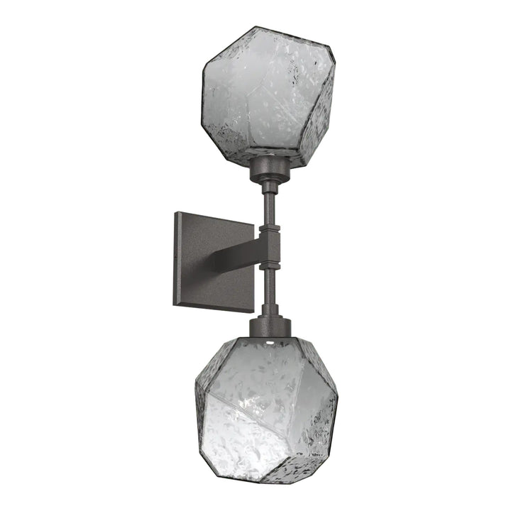 Gem Double Sconce by Hammerton Studio in Graphite with Smoke glass