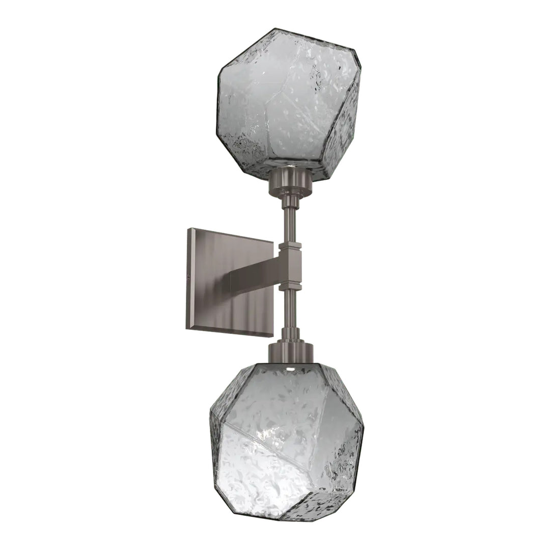 Gem Double Sconce by Hammerton Studio in Gunmetal with Smoke glass