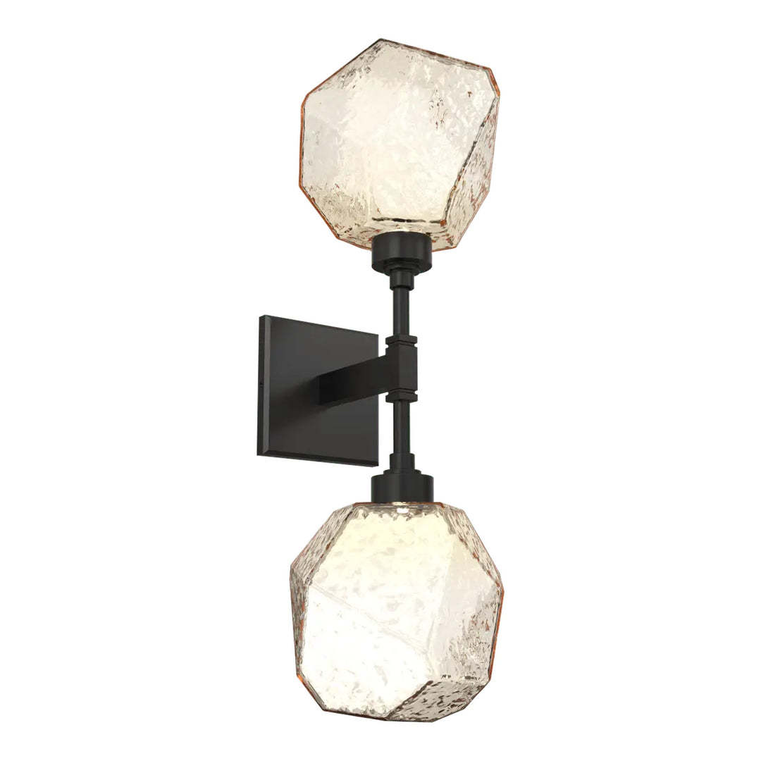 Gem Double Sconce by Hammerton Studio in Matte Black with Amber glass