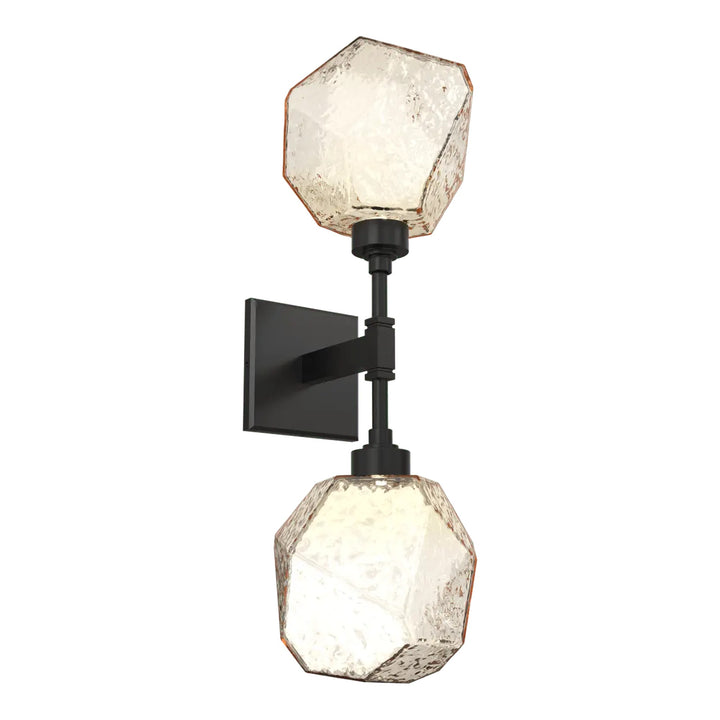 Gem Double Sconce by Hammerton Studio in Matte Black with Amber glass