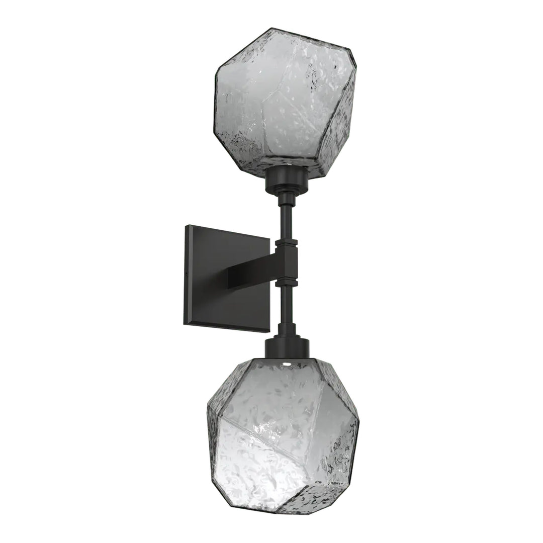 Gem Double Sconce by Hammerton Studio in Matte Black with Smoke glass