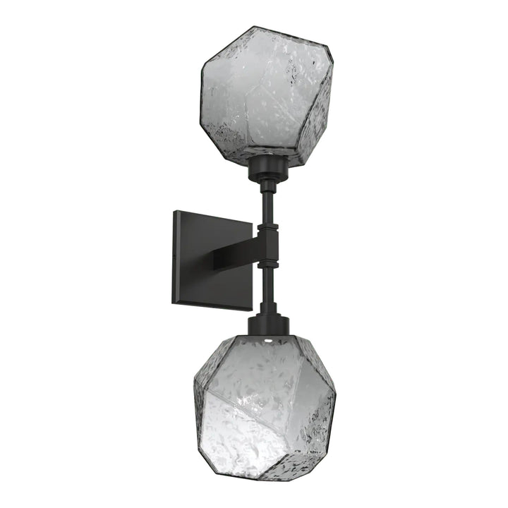 Gem Double Sconce by Hammerton Studio in Matte Black with Smoke glass