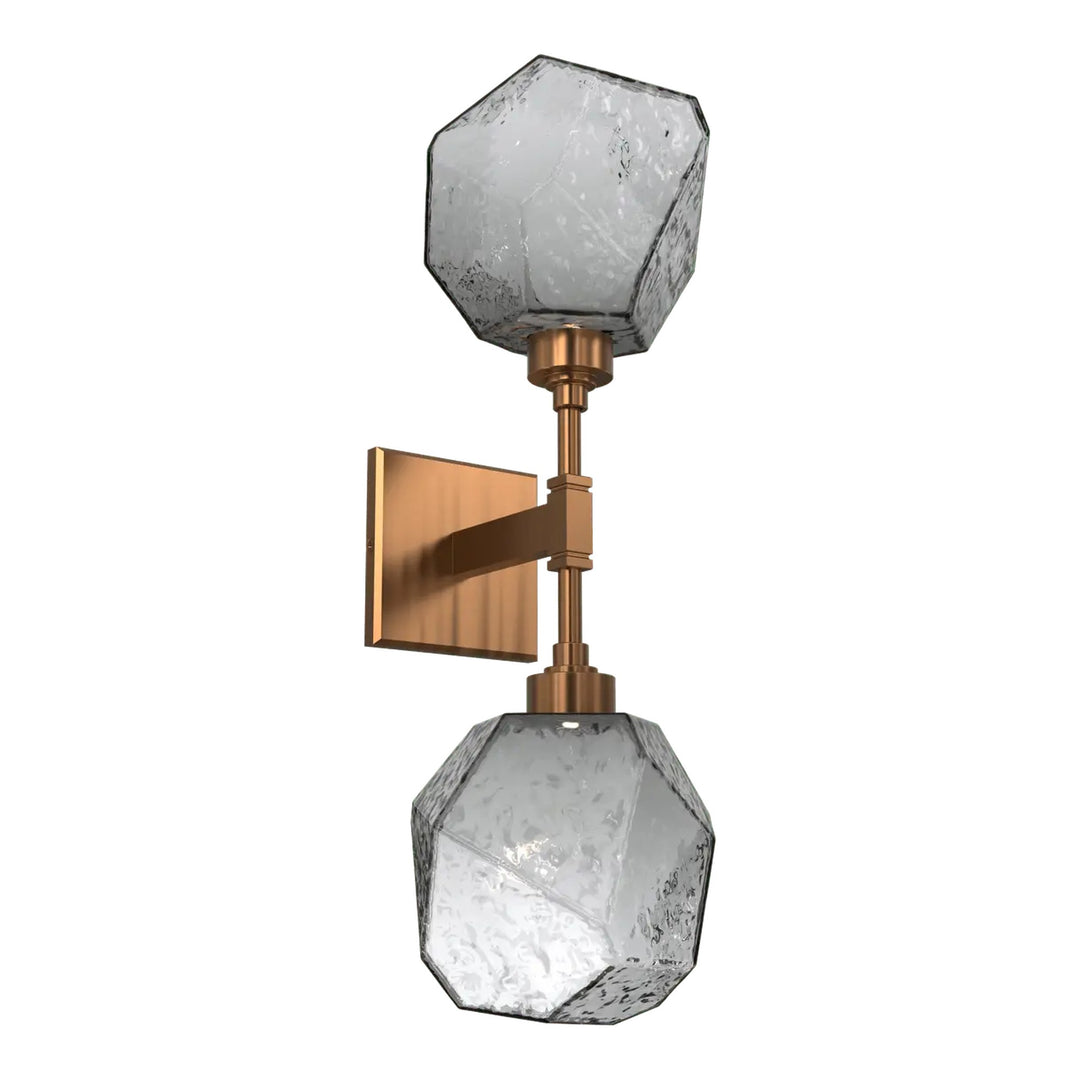 Gem Double Sconce by Hammerton Studio in Oil-Rubbed Bronze with Smoke glass