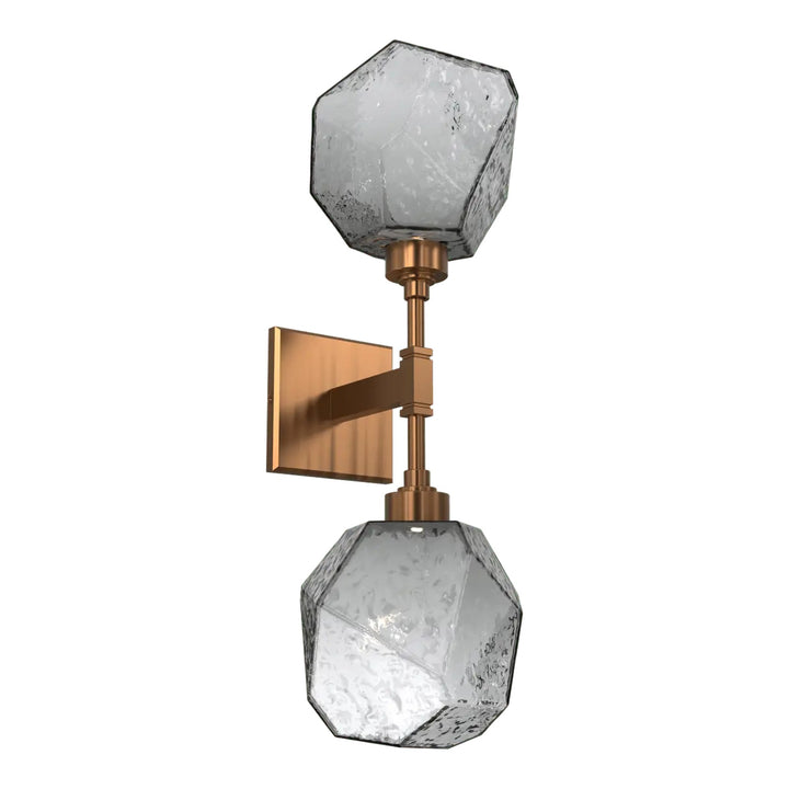 Gem Double Sconce by Hammerton Studio in Oil-Rubbed Bronze with Smoke glass