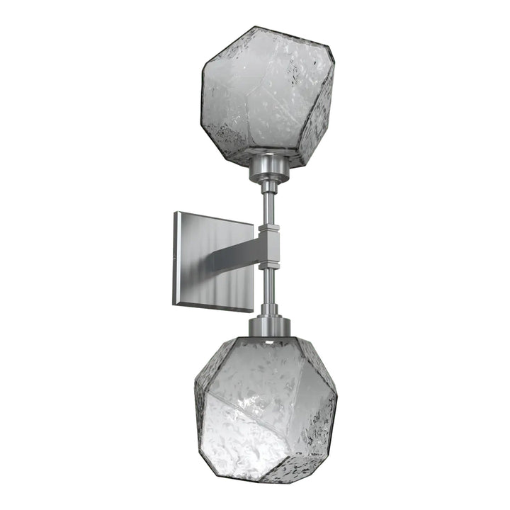 Gem Double Sconce by Hammerton Studio in Satin Nickel with Smoke glass