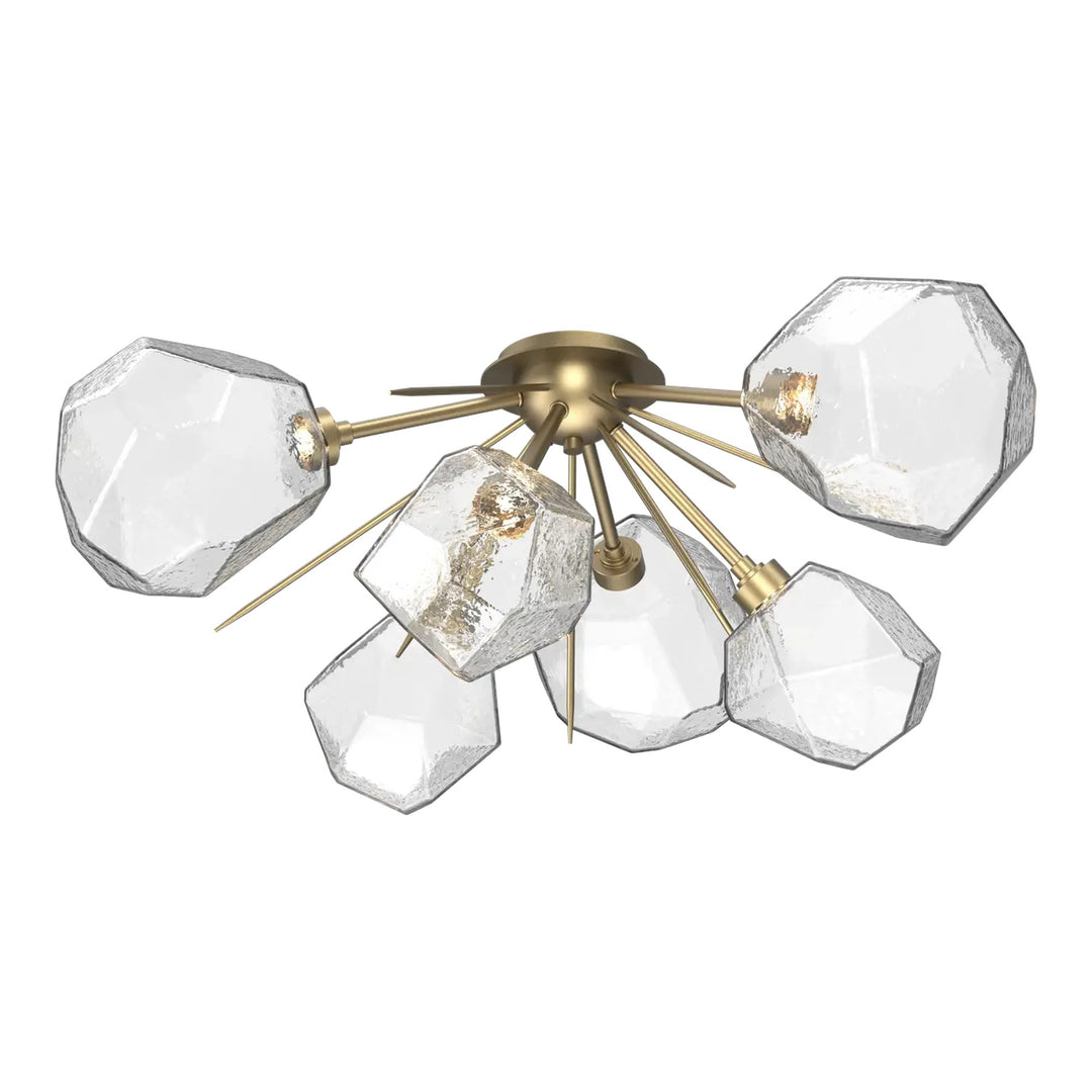 Gem Half Starburst Flush Mount by Hammerton Studio in Gilded Brass with Clear glass
