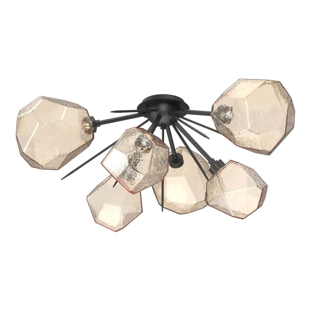 Gem Half Starburst Flush Mount by Hammerton Studio in Matte Black with Amber glass