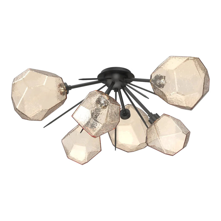 Gem Half Starburst Flush Mount by Hammerton Studio in Matte Black with Amber glass