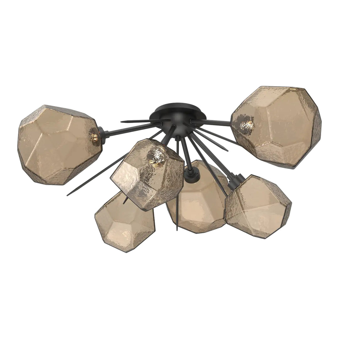 Gem Half Starburst Flush Mount by Hammerton Studio in Matte Black with Bronze glass