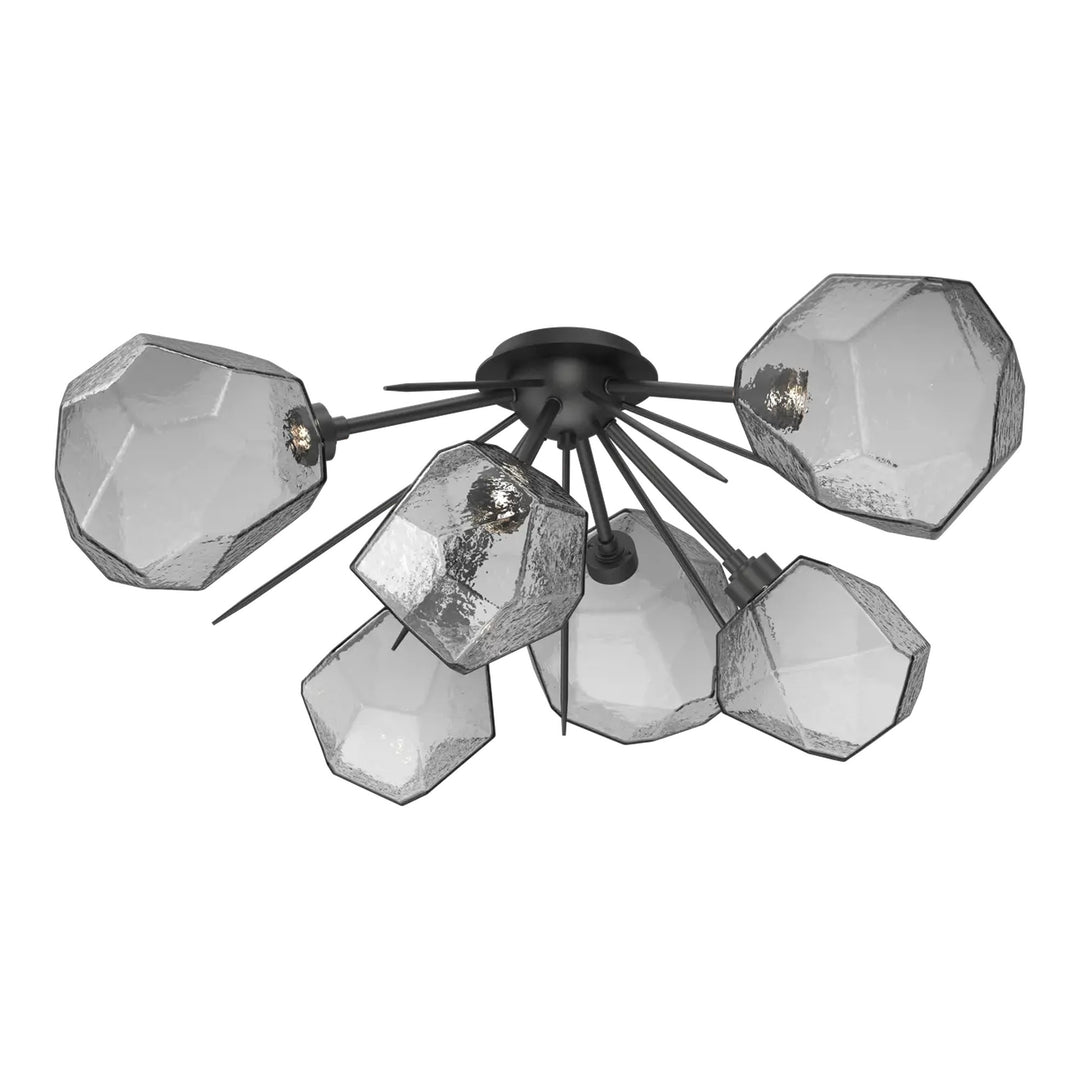 Gem Half Starburst Flush Mount by Hammerton Studio in Matte Black with Smoke glass