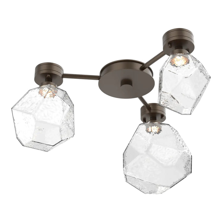 Gem Hub &amp; Spoke by Hammerton Studio in Flat Bronze with Clear glass (3 Lights)
