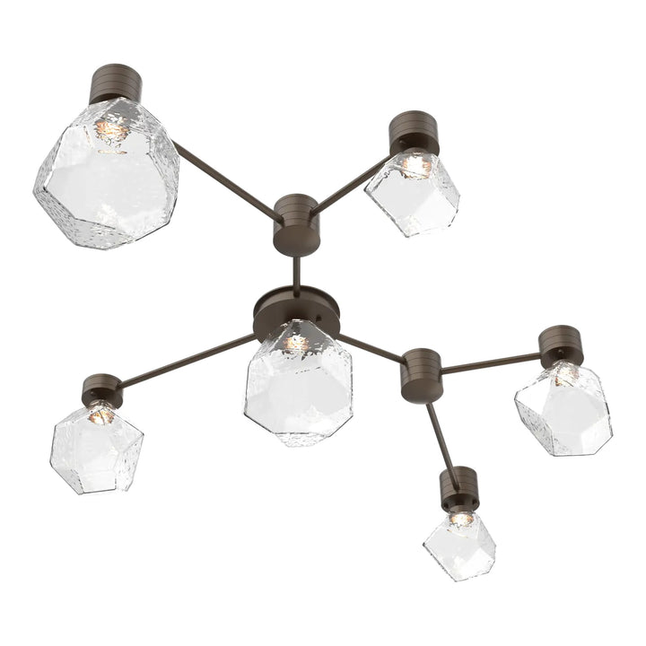 Gem Hub &amp; Spoke by Hammerton Studio in Flat Bronze with Clear glass (6 Light Linear)