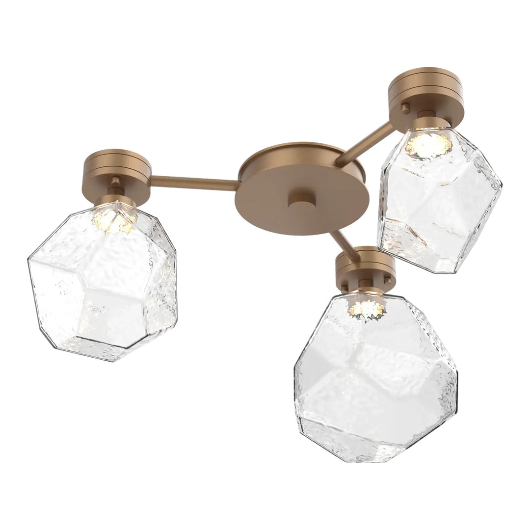 Gem Hub &amp; Spoke by Hammerton Studio in Novel Brass with Clear glass (3 Lights)