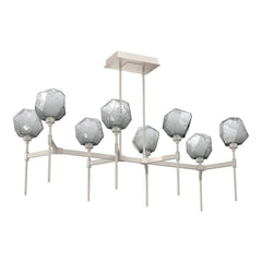 Gem Linear Belvedere Chandelier by Hammerton Studio in Beige Silver with Smoke glass (Medium)
