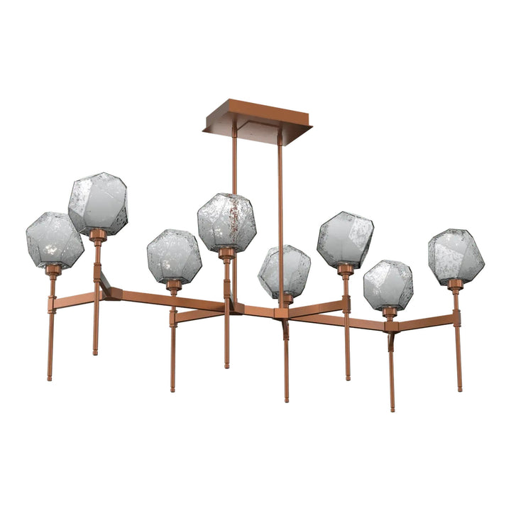 Gem Linear Belvedere Chandelier by Hammerton Studio in Burnished Bronze with Smoke glass (Medium)