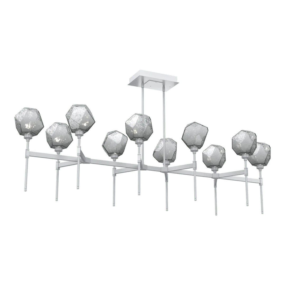 Gem Linear Belvedere Chandelier by Hammerton Studio in Classic Silver with Smoke glass (Large)