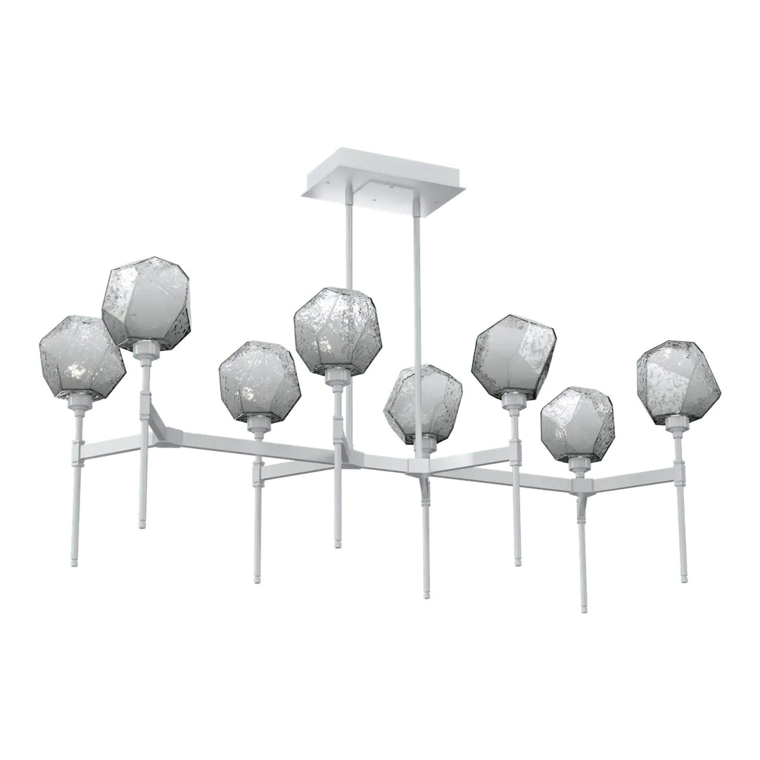Gem Linear Belvedere Chandelier by Hammerton Studio in Classic Silver with Smoke glass (Medium)