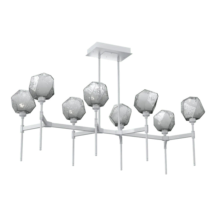 Gem Linear Belvedere Chandelier by Hammerton Studio in Classic Silver with Smoke glass (Medium)