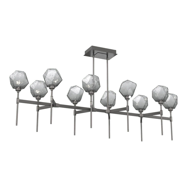 Gem Linear Belvedere Chandelier by Hammerton Studio in Graphite with Smoke glass (Large)