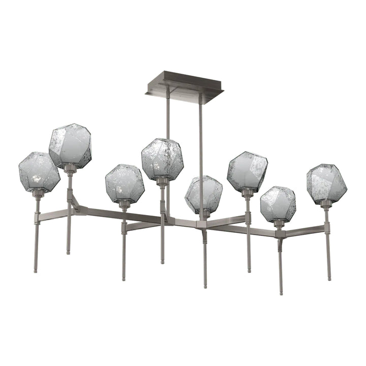 Gem Linear Belvedere Chandelier by Hammerton Studio in Gunmetal with Smoke glass (Medium)