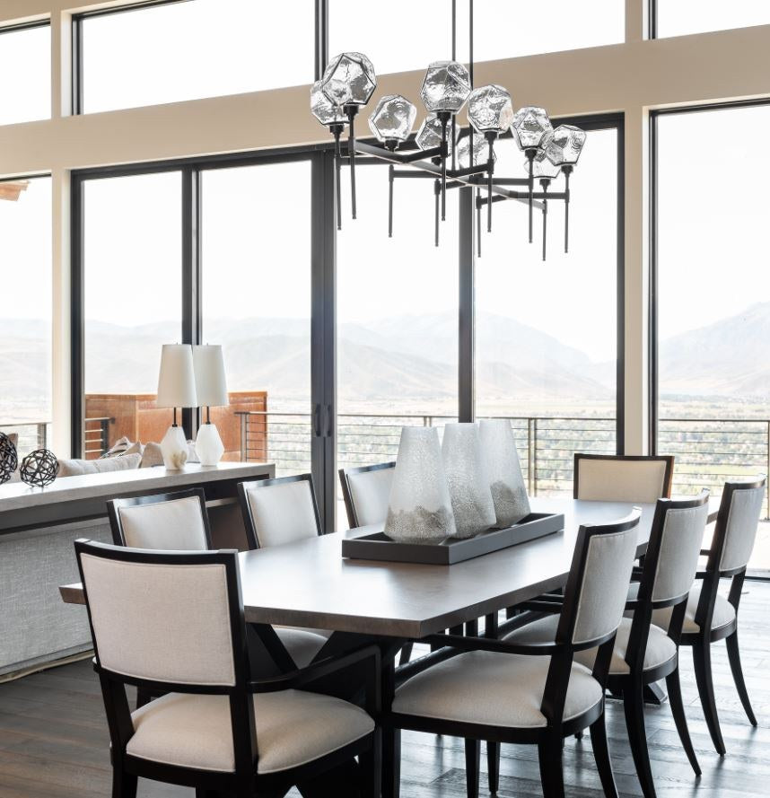 Gem Linear Belvedere Chandelier by Hammerton Studio in a styled interior
