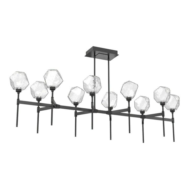 Gem Linear Belvedere Chandelier by Hammerton Studio in Matte Black with Clear glass
