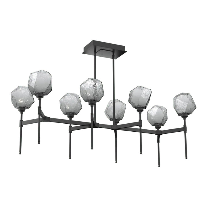 Gem Linear Belvedere Chandelier by Hammerton Studio in Matte Black with Smoke glass (Medium)