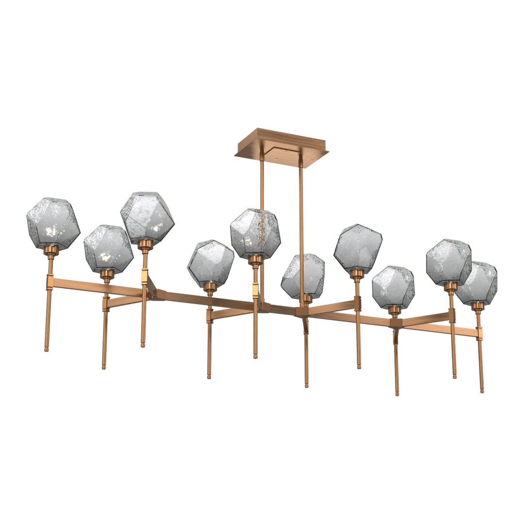 Gem Linear Belvedere Chandelier by Hammerton Studio in Oil-Rubbed Bronze with Smoke glass (Large)