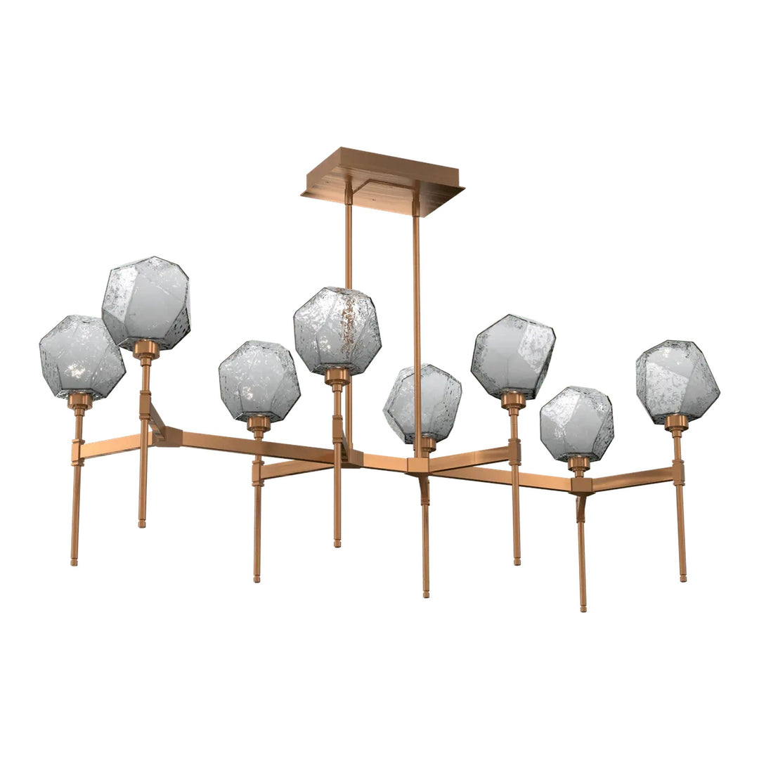 Gem Linear Belvedere Chandelier by Hammerton Studio in Oil-Rubbed Bronze with Smoke glass (Medium)